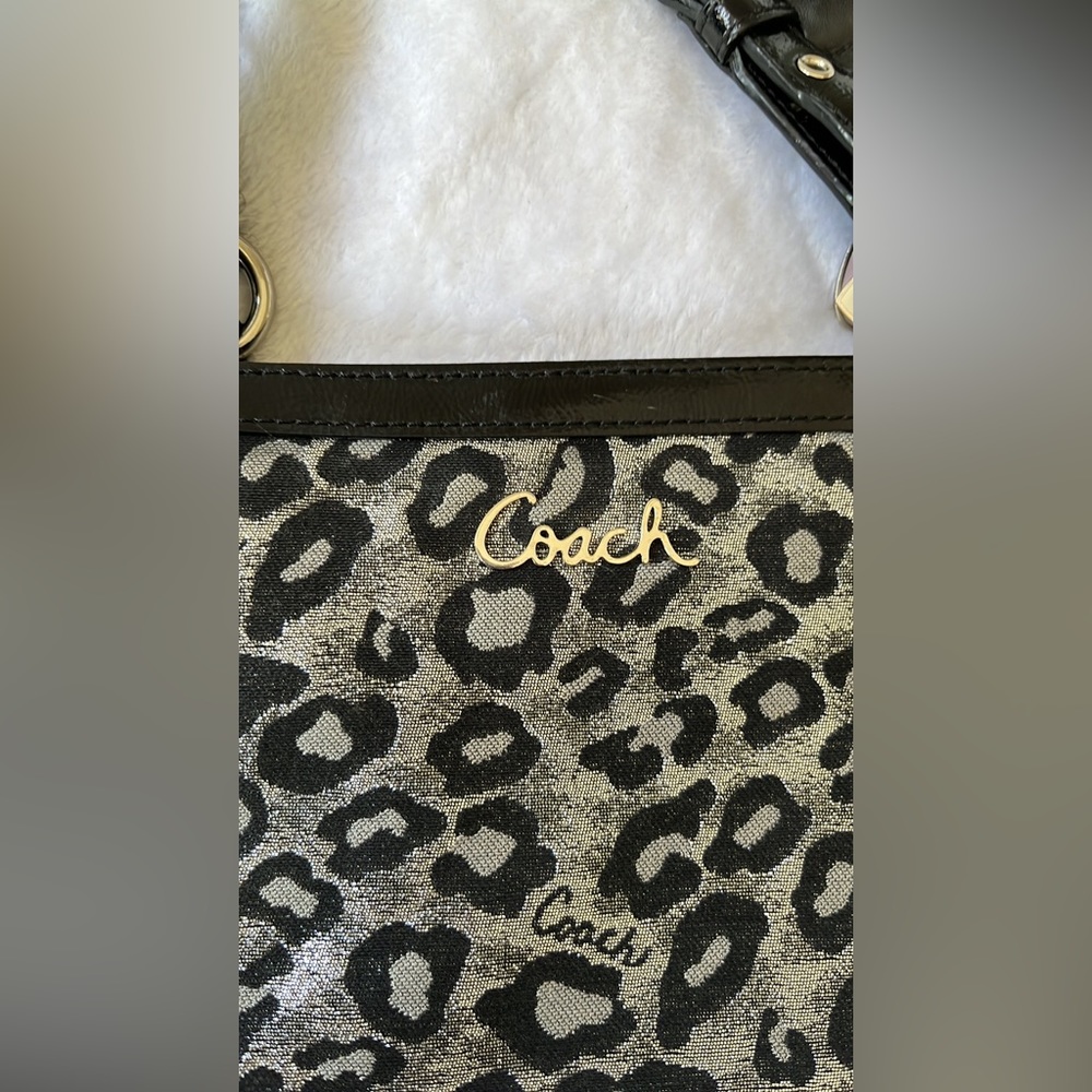 Rare Coach Ocelot Leopard Silver Shoulder Bag Vintage F17675 - Picture 10 of 16